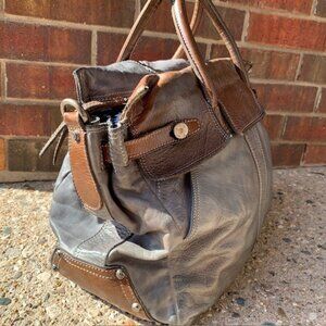 Alchimia Leather Handbag Grey and Brown